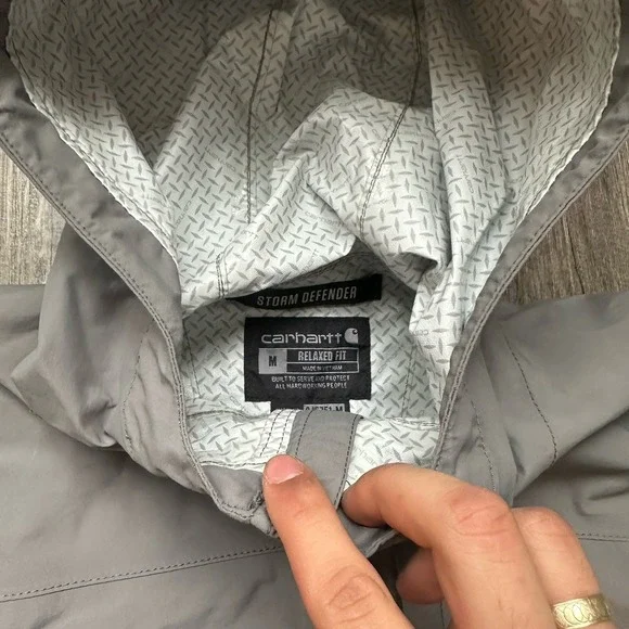 Carhartt Storm Defender Jacket Mens Size M Gray Hooded Waterproof Coat EXC++++++ - Picture 3 of 7